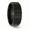 thumbnail image 4 of Stainless Steel 8mm Black IP-plated Grooved & Brushed Band Size: 7; for Adults and Teens; for Women and Men, 4 of 6