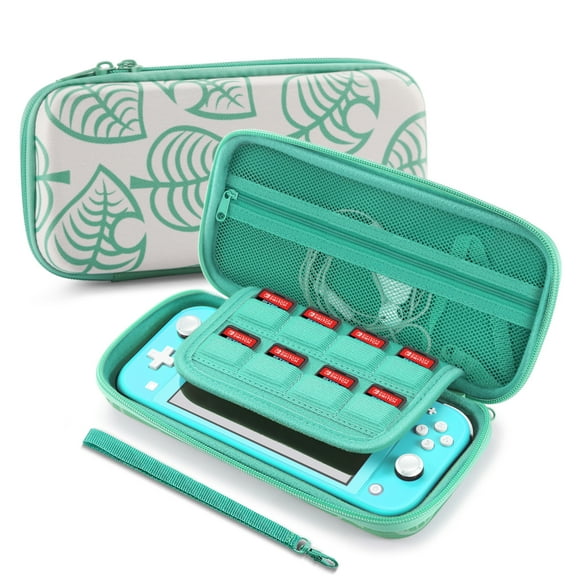 TNP Products Travel Case for Nintendo Switch Lite New Horizon Animal Leaf Crossing Portable Carry Hard Shell EVA Material Pouch Traveler Deluxe Cover for Switch Lite Console, Joy Con Controller, Game Card Holders
