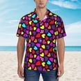 thumbnail image 2 of Honeii Colorful Hearts Print Men’s Hawaiian Shirt,Classic Button-Down Short Sleeve Shirt, for Beach, Vacation, and Outdoor Activities,XX-Large, 2 of 7