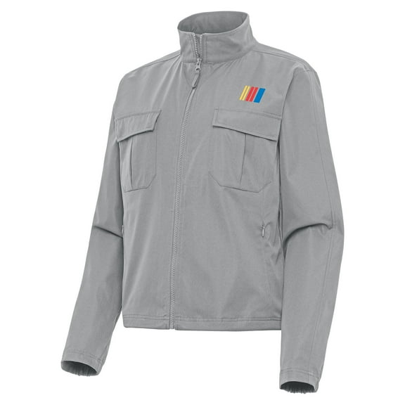 Women's-Antigua  Gray NASCAR Merchandise Even Par Full-Zip Jacket
