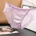 thumbnail image 2 of PMVFHDE Fashion Womens Sheer Mesh Transparent Lace Medium Low Waist Seamless Cotton Gusset Triangle Briefs Womens Underwear Purple，L, 2 of 3