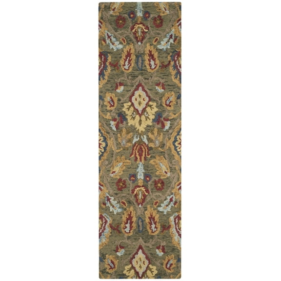 Safavieh Blossom Handmade Floral Green Multi Runner Rug, 2' x 7', Modern & Contemporary Style, Handmade