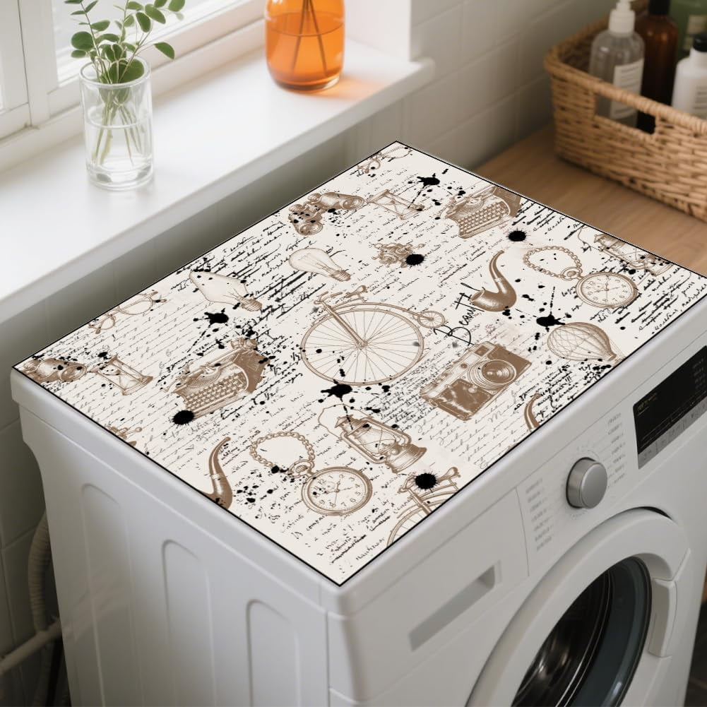 Leaf Blessing Washer Dryer Dust Cover 23.6×19.7inch Leaf Washing Machine Top Protector Pads Non Slip Washing Machine Top Covers Multi-color