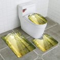 thumbnail image 1 of ABPHQTO Amanecer del bosque Juego de alfombras de baño de 3 piezas Alfombra de baño Alfombra de contorno y tapa de inodoro, 1 of 2
