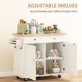 thumbnail image 5 of Kitchen Island With Drawer And Cabinet Organization System - Distressed White, 45.5"l X 18.2"w 34"h, Rubberwood Top, Spice Rack, Towel , 2 Hooks, Robust Build Rolling Practical Storage Options, 5 of 5