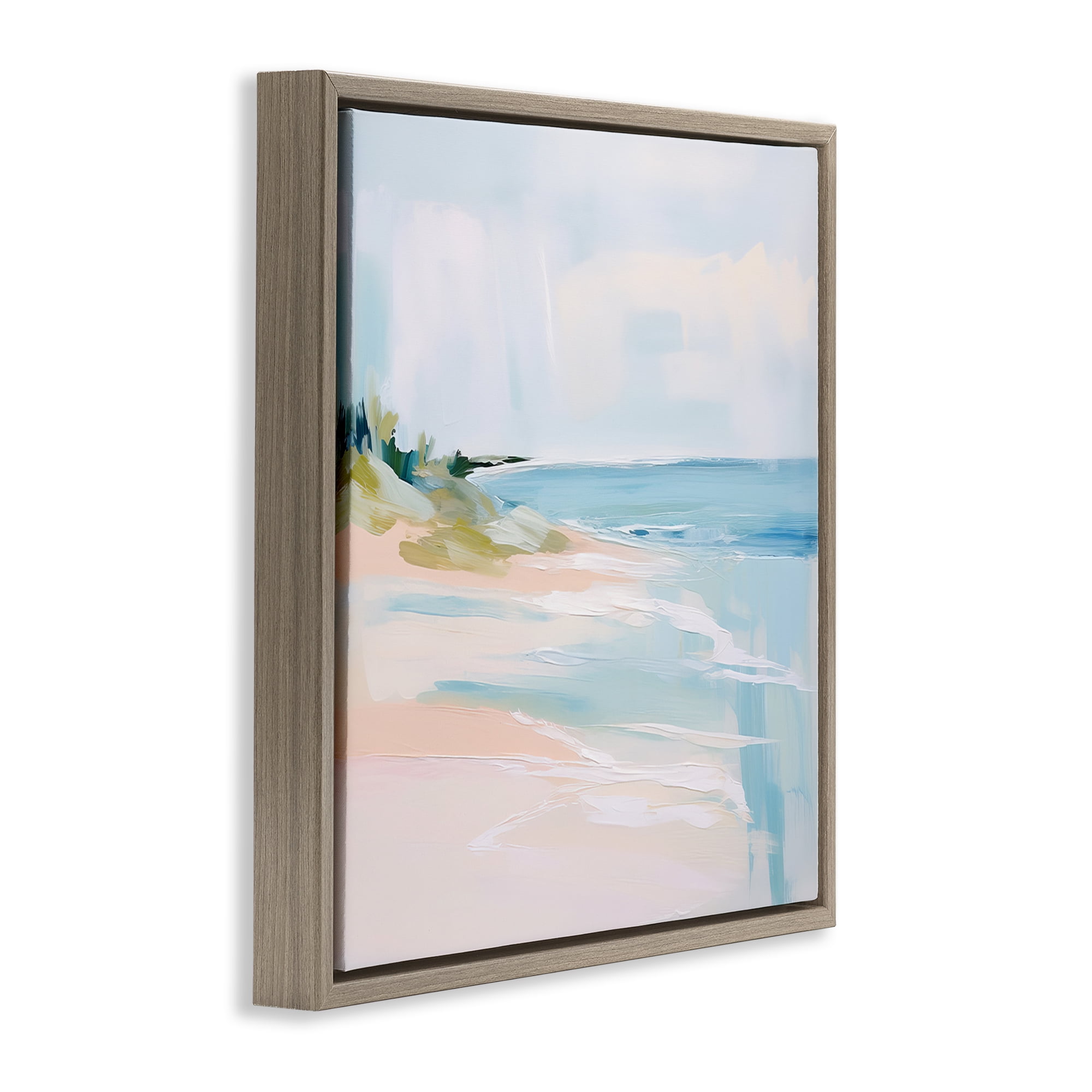 Stupell Industries Abstract Beach Edge Abstract Painting Brown Floater Framed Canvas Art Print Wall Art, 18 x 18
