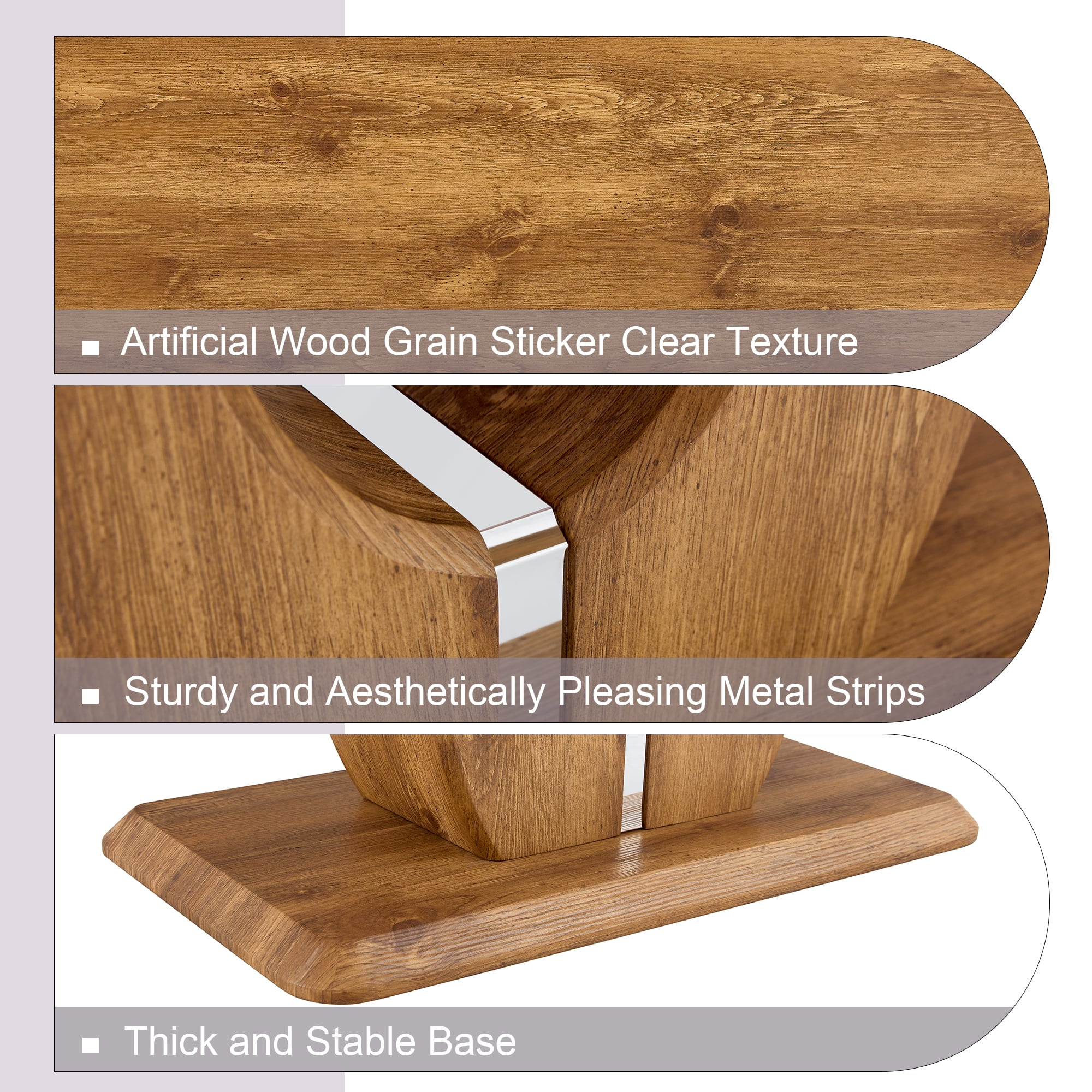 47" Modern Dining Table, Rectangular Kitchen Table for 2-4, Wood Grain MDF Dining Room Table, Small Dining Table for Apartment, Computer Desk, Home Office Workstation, Study Writing Gaming Table
