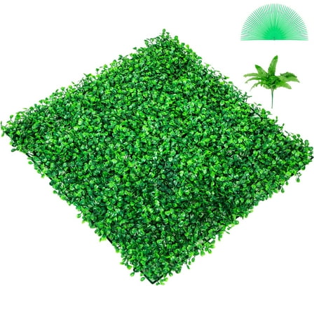 KFFKFF 6PCS 20"x20" Artificial Boxwood Panels,Boxwood Hedge Wall Panels,Artificial Grass Backdrop Wall Green Grass Wall 1.6"Privacy Hedge Screen UV Protected for Garden Fence Backyard