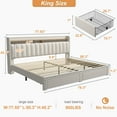 thumbnail image 6 of EnHomee King Size Modern Metal and Wood Standard Bed with Storage, Beige, 6 of 7
