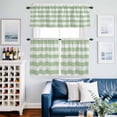 thumbnail image 2 of Sage Green Striped Kitchen Curtains Sets for Windows 24 Inch Length, Farmhouse Vintage Stripes Rod Pocket Window Treatments Tier Curtains and Valances Set for Bedroom/Bathroom, 2 of 8