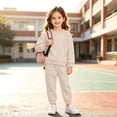 thumbnail image 5 of LvhaoGJOB Little Kids Boys Sweatshirt and Jogger Pants Outfit Set, Beige - fleece fabric, 5 of 7