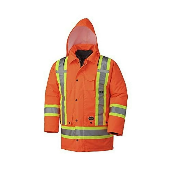 Pioneer Winter 7-in-1 Parka Jacket - High Vis Waterproof Safety Jacket with Detachable Hood - Stay warm in -46C - Orange
