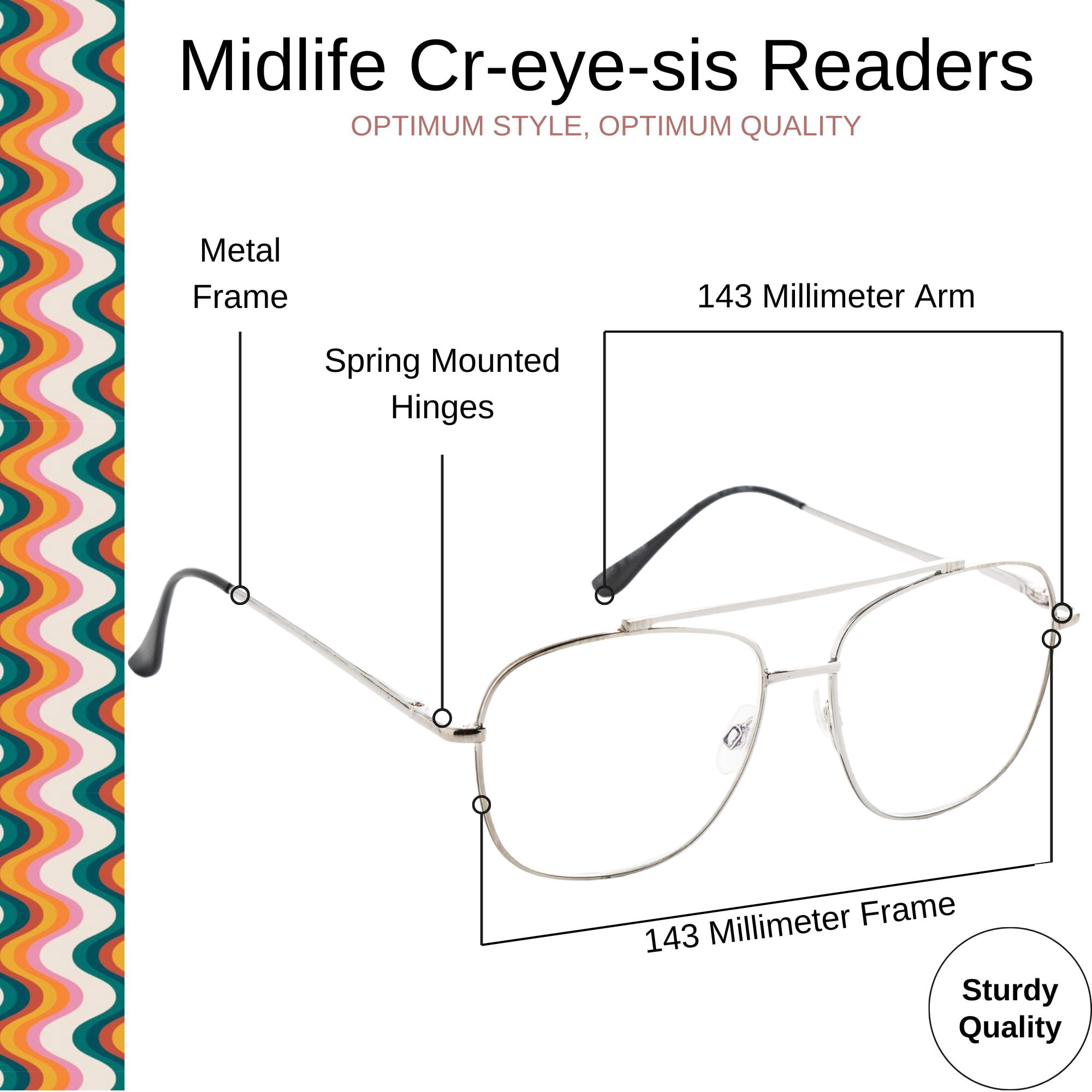 Optimum Optical Signature Blue Light Filtering Readers - Midlife Cr-eye-sis, +1.5