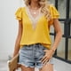 thumbnail image 2 of Blusa de encaje con cuello en V profundo para mujer, manga con volantes, informal, holgada, elegante, para verano, 2 of 6