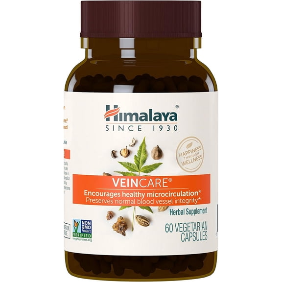 Himalaya VeinCare Herbal Supplement - Vein Health Supplement, Vegetarian - 60 Capsules