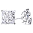 thumbnail image 1 of Paris Jewelry Aretes de Oro Blanco de 18 Pza con Zafiro Blanco Creado de 1 Pza y Talla Princesa | Obsequio de Joyería para Mujeres y Hombres, 1 of 5