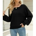 thumbnail image 2 of Fuzzy Texture Raglan Sweater Black Small, 2 of 4