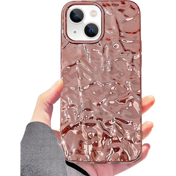 Compatible with iPhone 13 Pro Glitter Case for Women Girls Luxury Cute 3D Tin Foil Pleated Phone Case Bling Plating Soft Silicone Slim Shockproof Cover for iPhone 13 Pro 6.1 inch, Purple