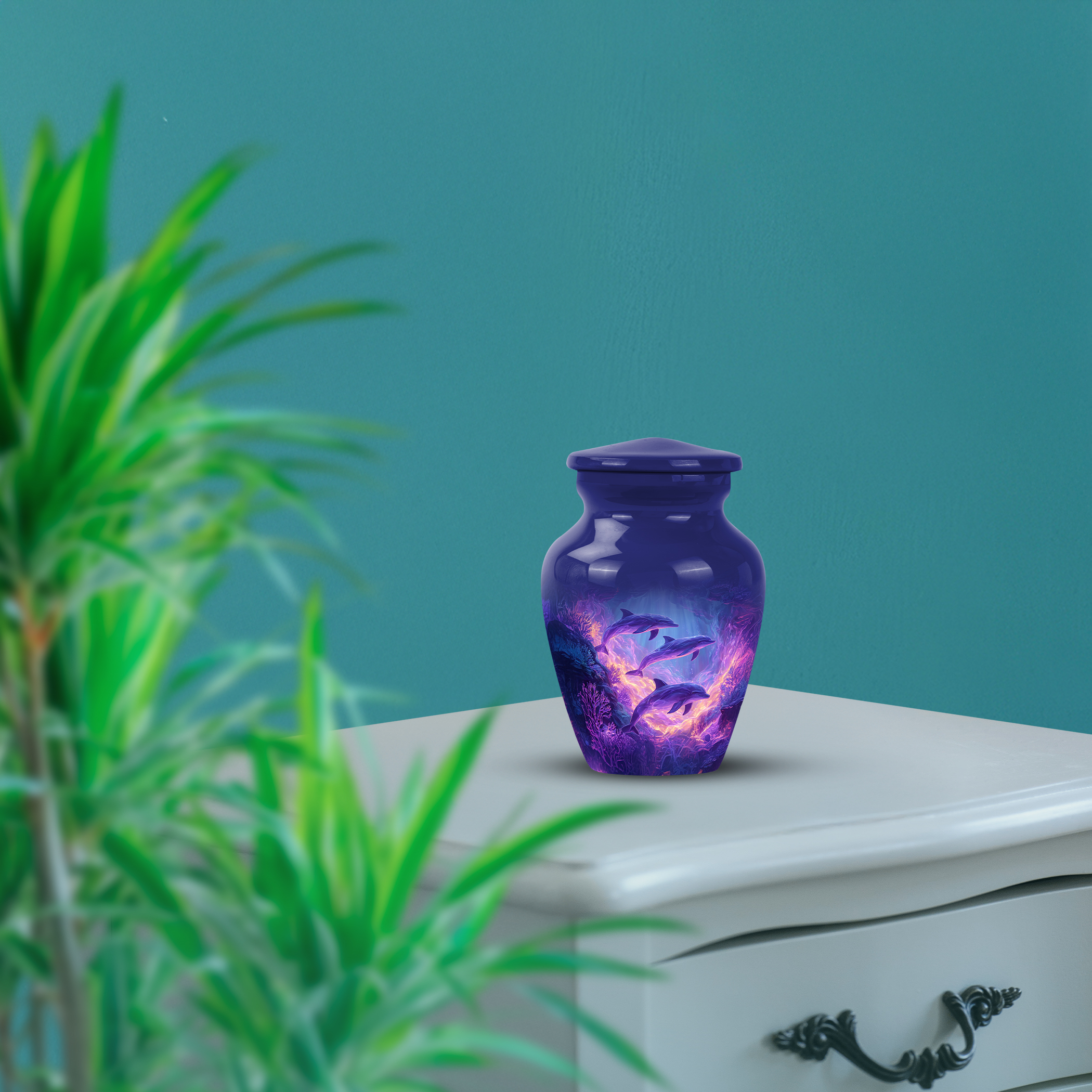 SABURIAL Dolphin Urn - Decorative Burial Urn for Male & Female Ashes - Cremation Urns for Adult Women Ashes - Mini Memorial Urns for Ash - 3 Inch - Pack of 1