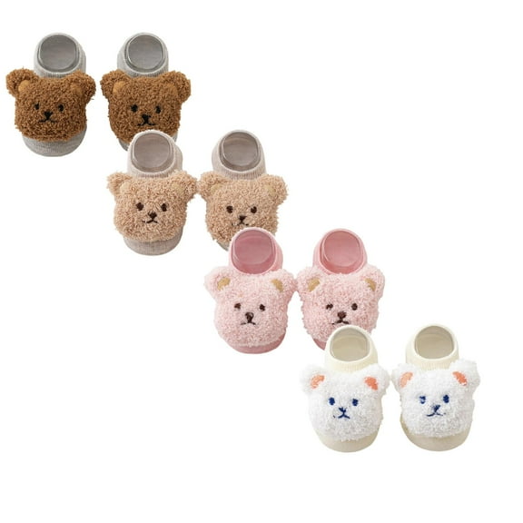 XEGLSBU 4 Pack Christmas Socks for Kids in Bulk Baby Socks Cartoon Toddler Socks for Boys and Girls Soft First Socks Crew Socks Toddler Socks 2T-3T Size 1-3 Years