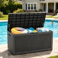 thumbnail image 6 of KAMEROUT 100 Gallon Resin Deck Box, Package Delivery Box with Lockable Lid, Waterproof Outdoor Storage Box For Garden Tools, Patio Cushions, Black, 6 of 6