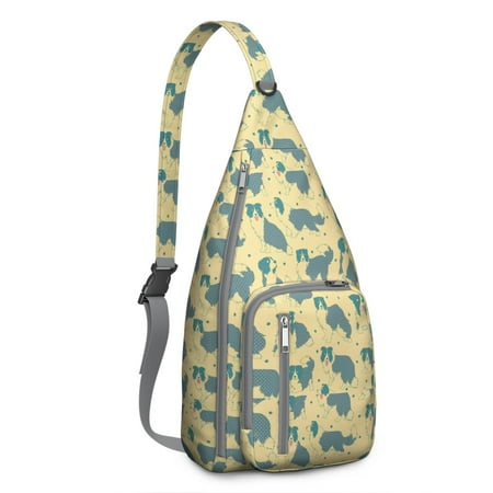 Pet Lover s Shoulder Bag - Hand-drawn Dog Graphic Sling Backpack (Lightweight Chest Bag  Easy Access Pockets)