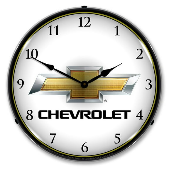 Collectable Sign and Clock Chevrolet Bowtie LED Lighted Premium Wall Clock