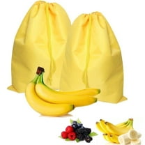 Banana Grocery Bag, QZS Banana Bag with Washable Durable Reusable, Yellow Fresh Saver Storage Bags for Refrigerator Organizer for Vegetable, Banana, Onions, Herb, Fruit (2 Pack)