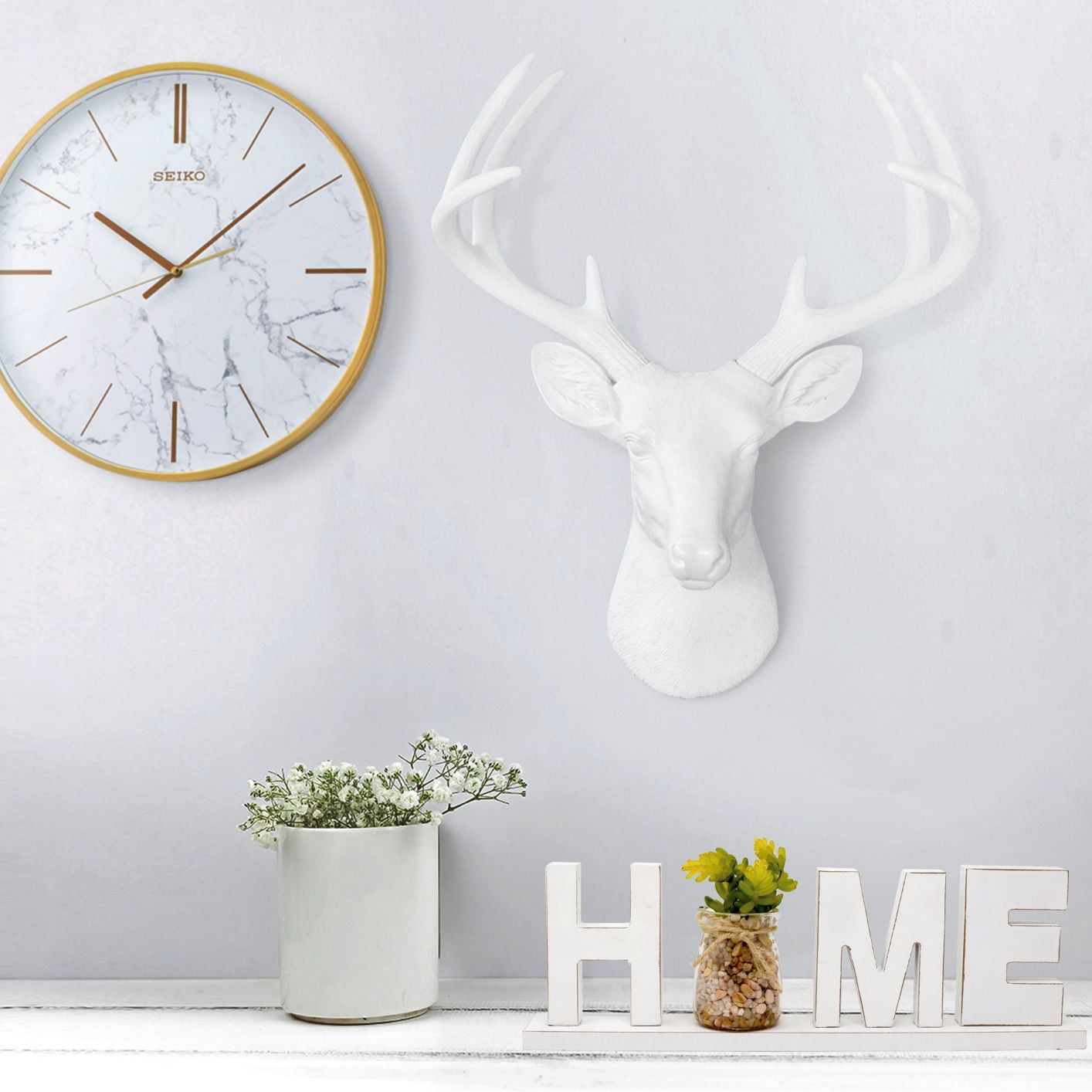 Seiko 16" Carrara Gold & White Glamorous Round Wall Clock, QXA760GLH