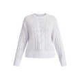 thumbnail image 5 of Time and Tru Women's Cable Knit Pullover Sweater with Long Sleeves, Midweight, Sizes XS-XXXL, 5 of 5