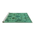 thumbnail image 2 of Ahgly Company Machine Washable Indoor Round Oriental Turquoise Blue Traditional Area Rugs, 5' Round, 2 of 4