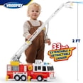 thumbnail image 4 of JOYIN Camión de bomberos extra grande para niños y niñas con escalera de 33 pulgadas, luces, sirenas y botones realistas, motor de camión de bomberos grande para niños mayores de 3 años, regalo de cum, 4 of 5