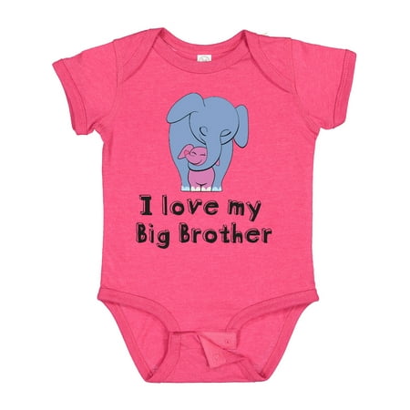 

Inktastic I Love My Big Brother Elephant Blue Pink Gift Baby Girl Bodysuit