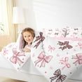 thumbnail image 4 of jejeloiu Cheetah Pattern Bow Queen Comforter Set,Cute Ribbon Bow Tie Bedding Comforter Set For Girl Teens Reversible 3 Pieces, 4 of 8