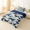 thumbnail image 2 of Manfei Abstract Manta Ray Twin Comforter Sets, Ocean Wave Bedding Set, Cream Navy, Blue Reversible, 2 Pieces, 1 Comforter and 1 Pillowcase, 2 of 7