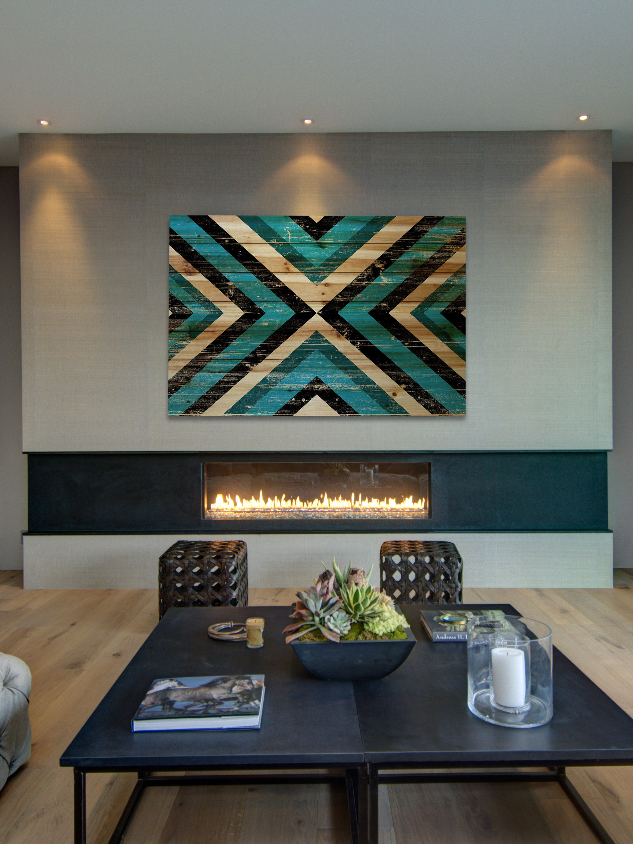 "Meet in Middle" Painting Print on Natural Pine Wood