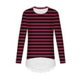 thumbnail image 5 of NAISIBABY Girls Tops with Lace Hem, Fashion Striped Crewneck Long Sleeve Kids Casual Fall T Shirts Wine 4T, 5 of 6