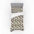 thumbnail image 1 of Tropical Duvet Cover Set, Fresh Coconut Slices and Leaves Sketch as Colored Engraved Art Exotic Food Theme, Bedding Set with Shams and Fitted Sheet, 3 Sizes, by Ambesonne, 1 of 3