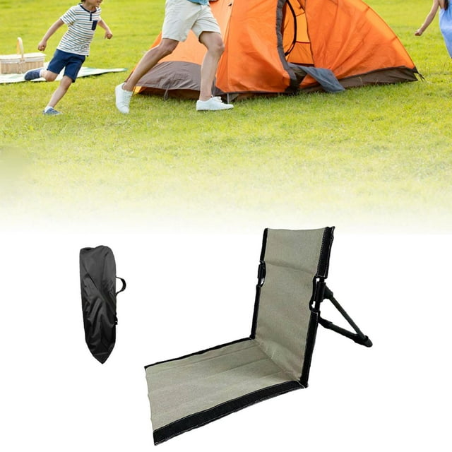 DYNWAVECA Chaise de Sol avec Support Dorsal, Chaise Longue de Plage avec Sac de Rangement, Chaise de Sable, Sièges de Plage pour Concerts, Randonnées, Kaki 39cmx40cmx38cm