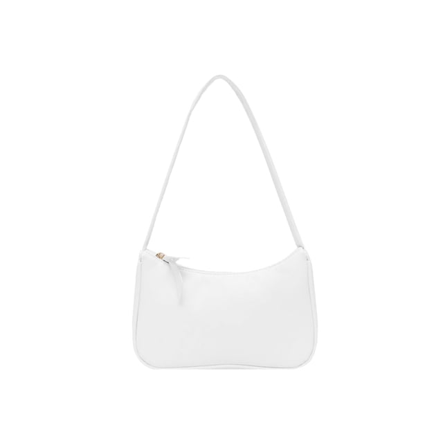 Btafrte Bolso para Axilas Mujer Cuero PU Suave Bolso Hombro Informal Color Sólido (Blanco)