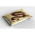 thumbnail image 2 of Ambesonne Dragon Pillow Sham 2 Pack, Grungy Mythical Monster Art, 30"x20", Brown Yellow Beige, 2 of 3
