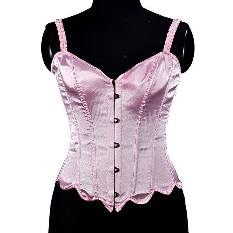 Women's Satin Plain Pure Bustier Top Burlesque Basque Shaper Boned Corset  Plus Size Bridal Lingerie Lace up Overbust Ladies Gothic Casual Elegant