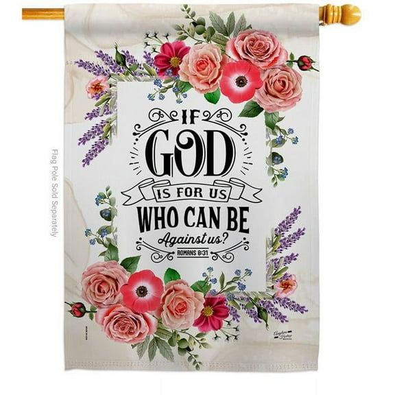 Angeleno Heritage H130348-BO If God is for us Religious Bible Verses Double-Sided Garden Decorative House Flag, Multi Color