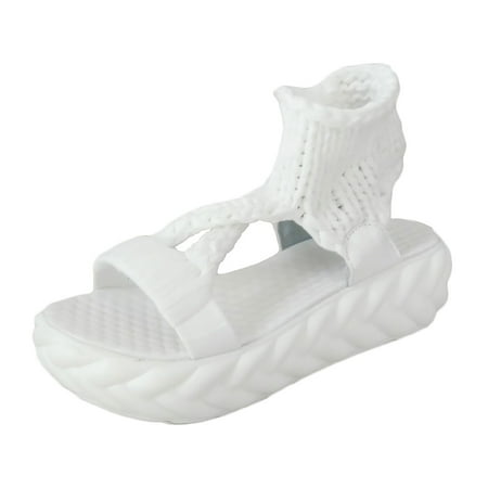 

Duretiony Women s Wedge Sandal with Thick Sole Knit Upper Platform Shoes Ladies Shoes Summer Beach Supply