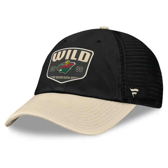 Men's Fanatics Black Minnesota Wild Fundamental One-Time Trucker Adjustable Hat