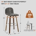 thumbnail image 5 of Swivel Bar Stools Set of 1, 29" Counter Height Upholstered PU Leather Barstools with Low Back Walnut Bentwood Legs, Mid Century Modern Bar Chair Kitchen Island Stool, 5 of 11