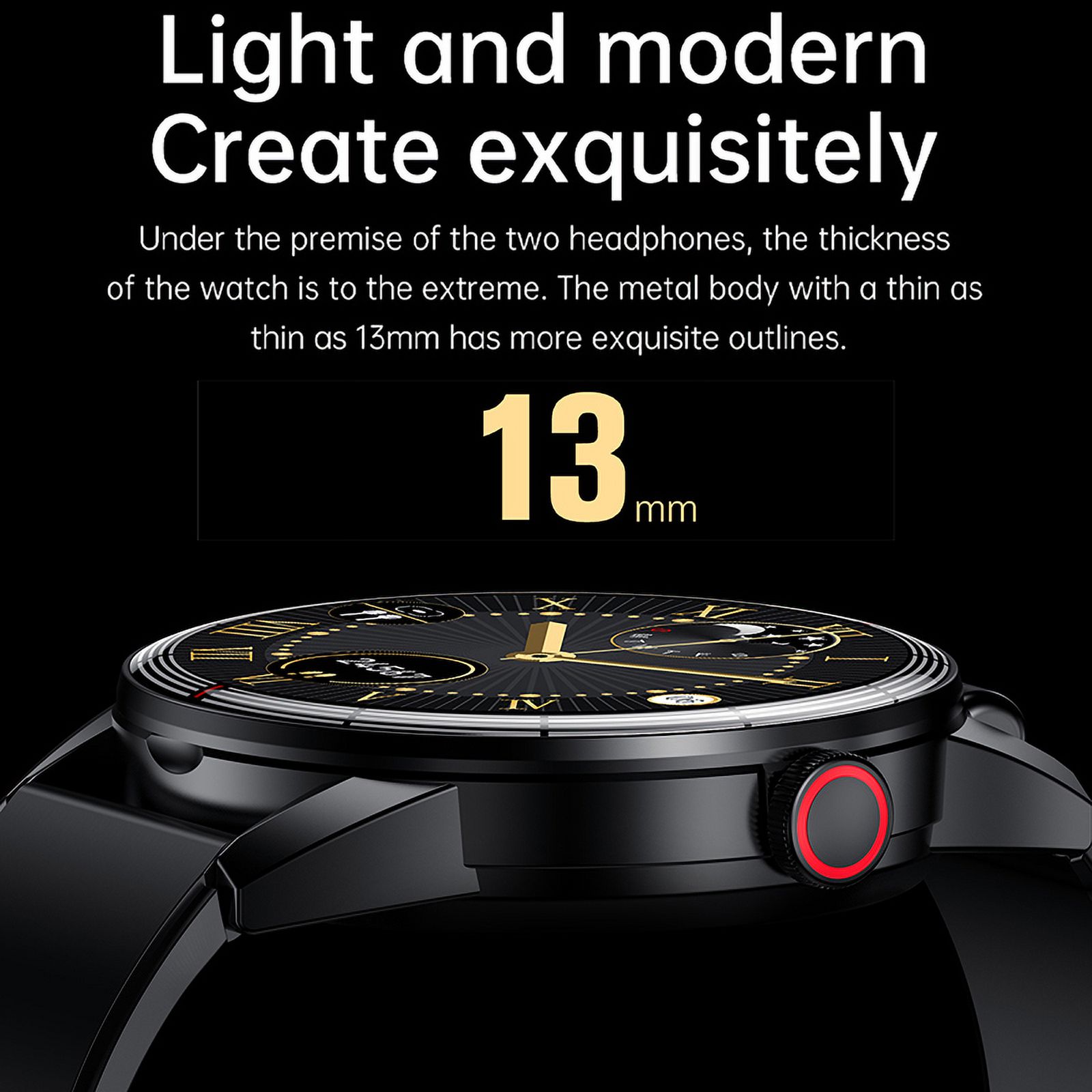 Rainbuvvy R6 Smart Watch 1.32 Inch Built-in Bluetooth Headphones 100 Sports Modes Sports Watch