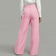 thumbnail image 5 of Women Plus Size Cotton Linen Wide Leg Pants High Waisted High Elastic Button Casual Straight Leg Pants, 5 of 6