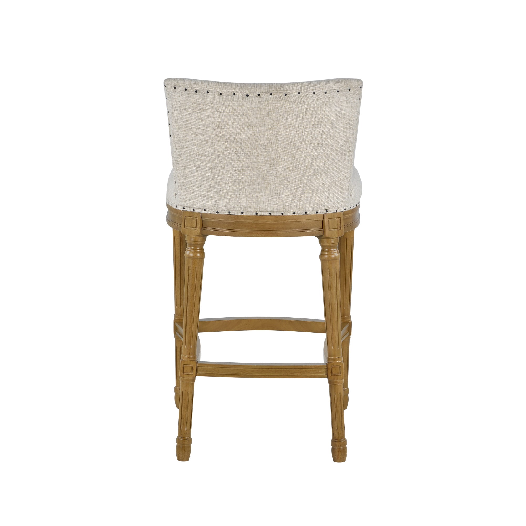 Boraam Francesca Counter Height Stool, 27.75 in., Oak Wood, Tan Linen Seat