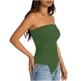 thumbnail image 4 of BLVB Going out Tube Tops for Women Trendy Summer Asymmetrical Ruched Strapless Bandeau Cami Shirts Ribbed Knit Spring Clothes, 4 of 8